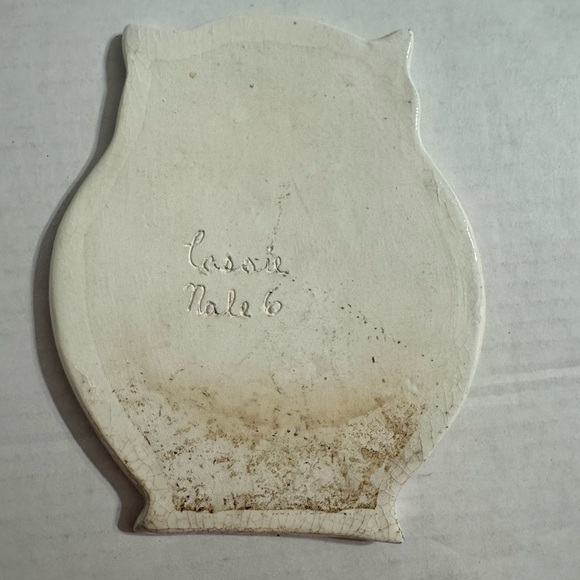 Small Teal Blue Owl Ceramic Plate Decor Handmade - Picture 2 of 3